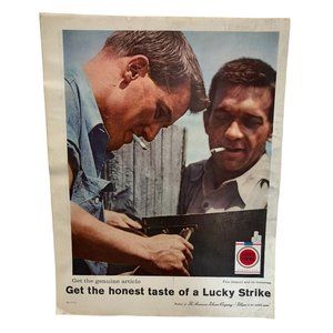 Vintage 1958 Print Ad Lucky Strike Cigarettes Honest Taste Smoking Tobacco